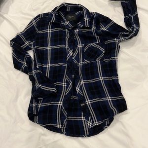 Rails Navy Plaid Button Down Shirt Size: S